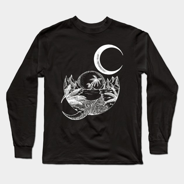 Moon art, moon tattoo, wiccan moon, sunset Long Sleeve T-Shirt by RENAN1989